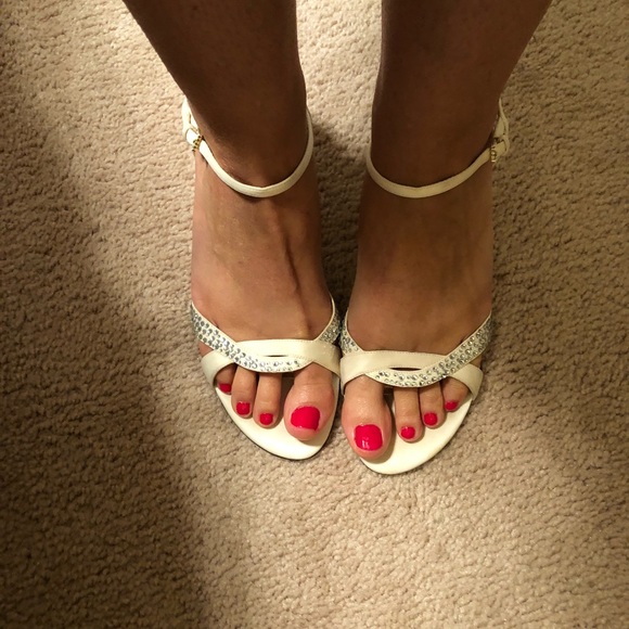 Nina- ivory heels with crystal embellishments. 10 - Picture 5 of 7